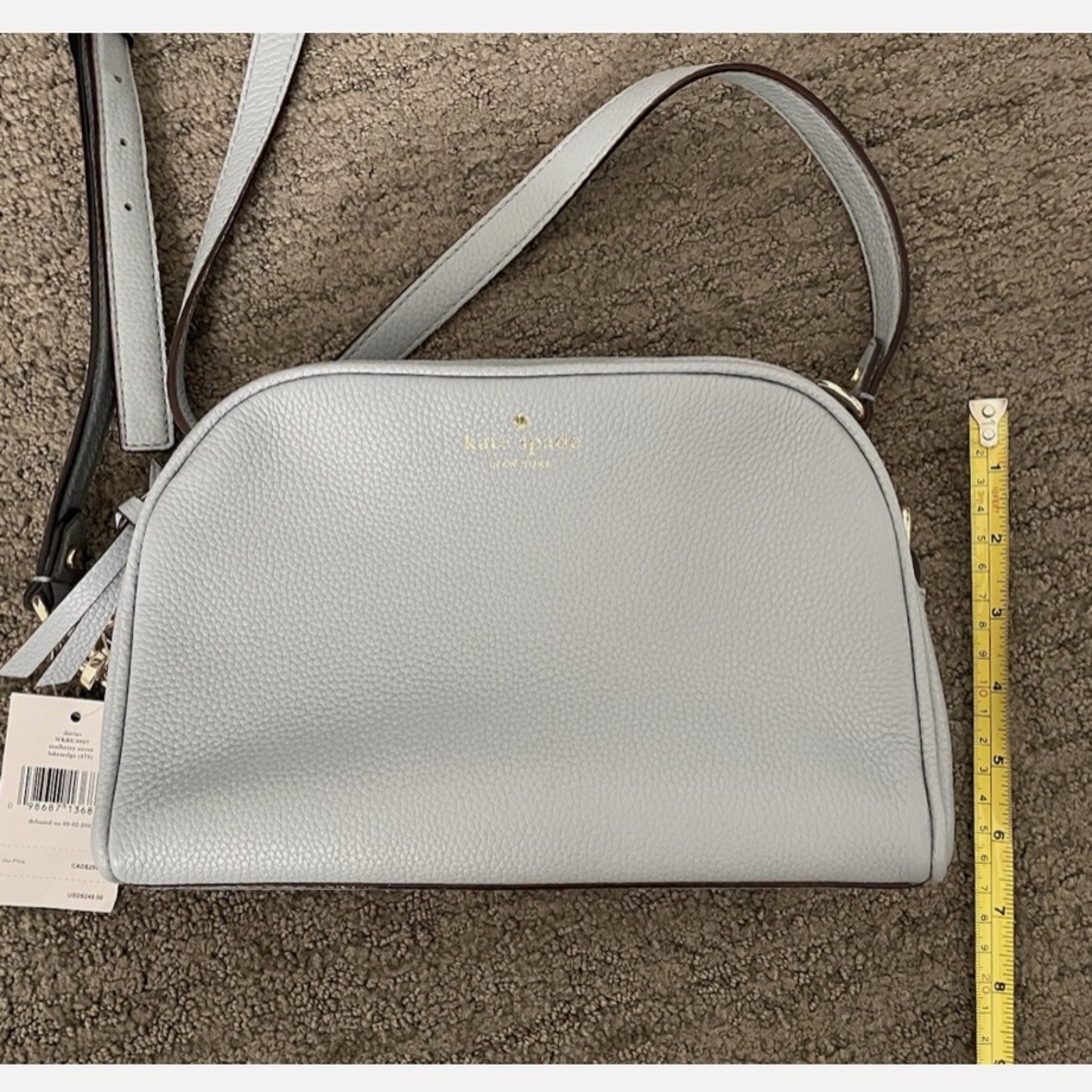 Kate Spade NWT Lt blue Mulberry Street Darian Double Zip Leather Crossbody Bag - Picture 10 of 13